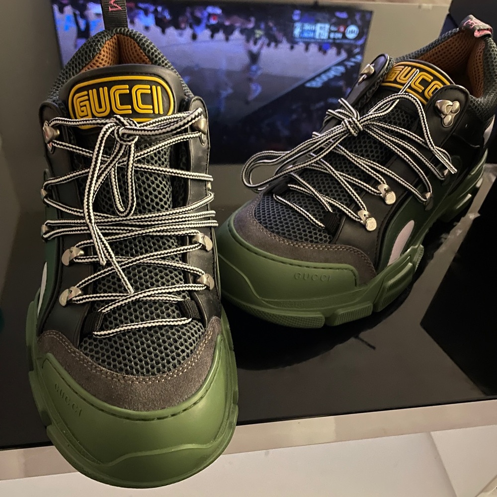 Green Gucci flashtrek boots